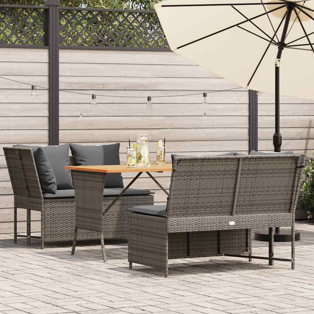 Salon de jardin avec coussins 3 pcs gris résine tressée - XIOS