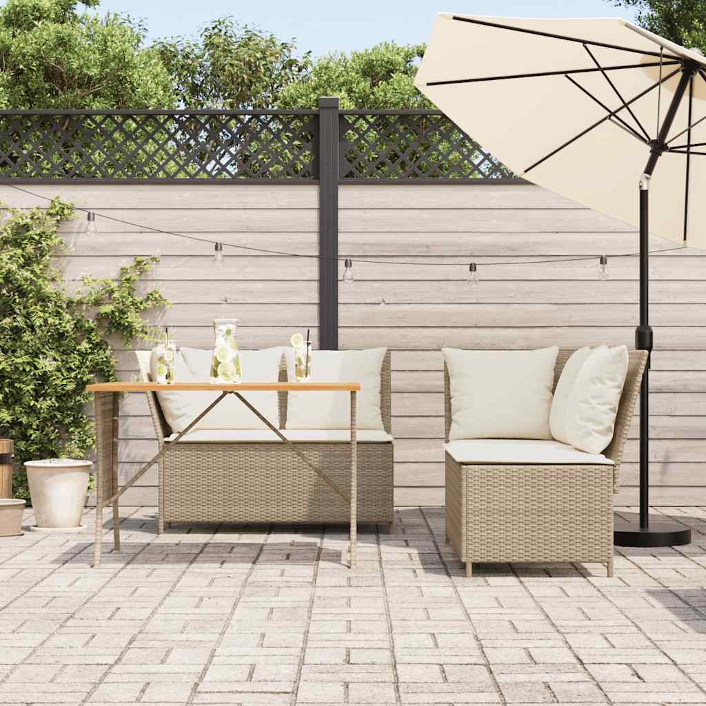 Salon de jardin avec coussins 3 pcs beige résine tressée - XIOS
