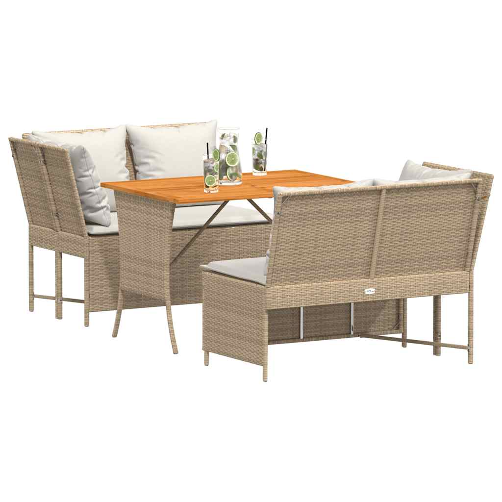 Salon de jardin avec coussins 3 pcs beige résine tressée - XIOS