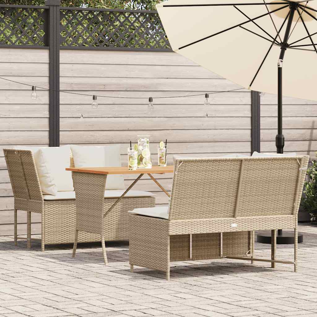 Salon de jardin avec coussins 3 pcs beige résine tressée - XIOS