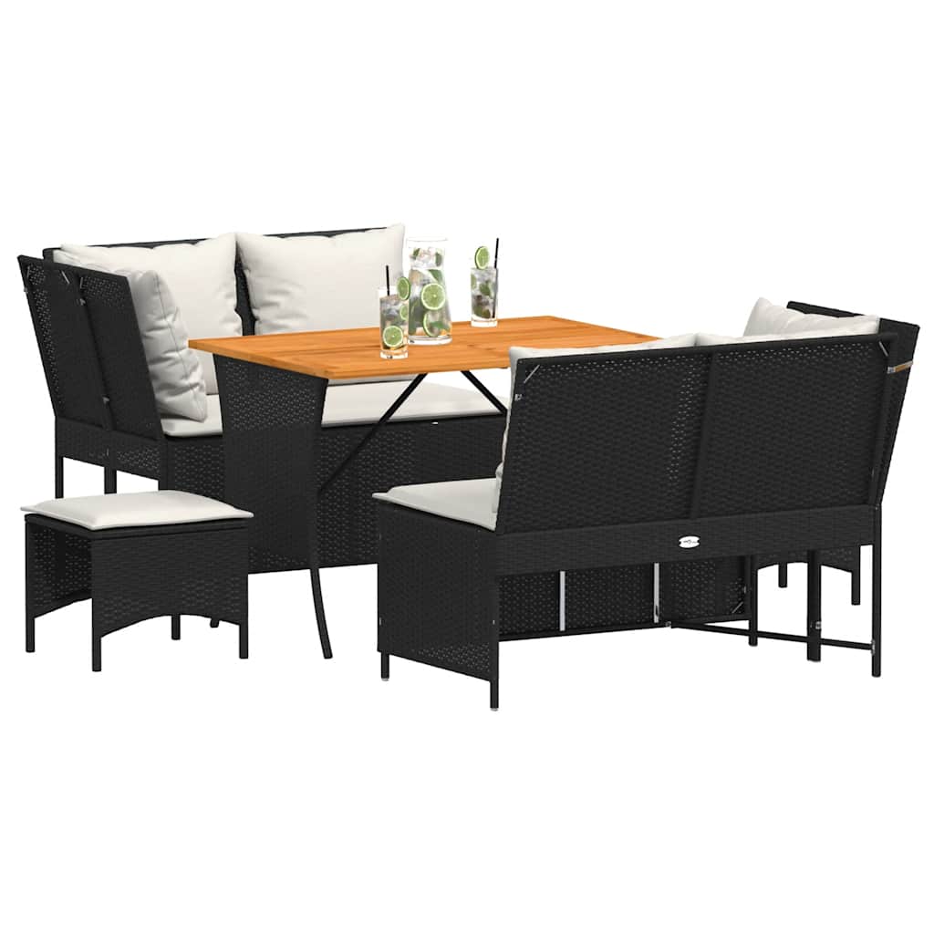 Salon de jardin 5 pcs avec coussins noir résine tressée - XIOS
