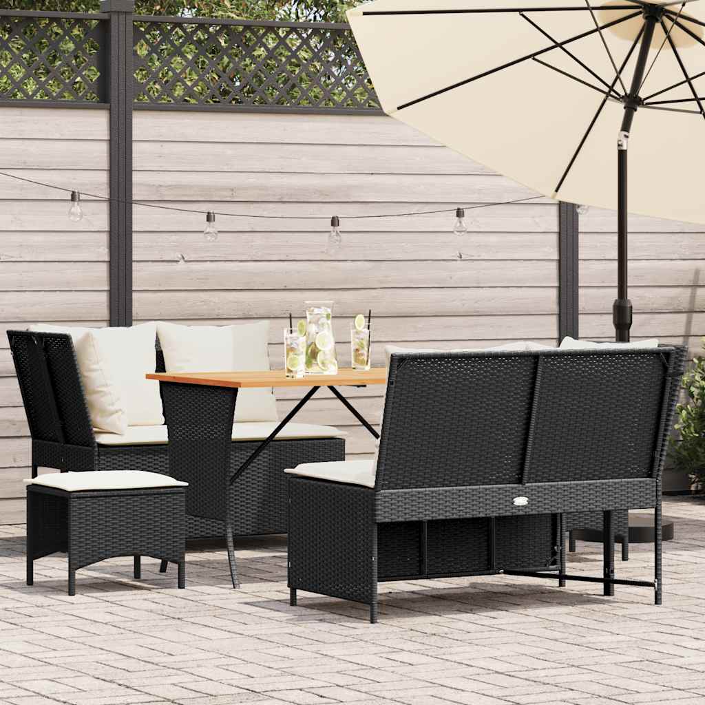 Salon de jardin 5 pcs avec coussins noir résine tressée - XIOS
