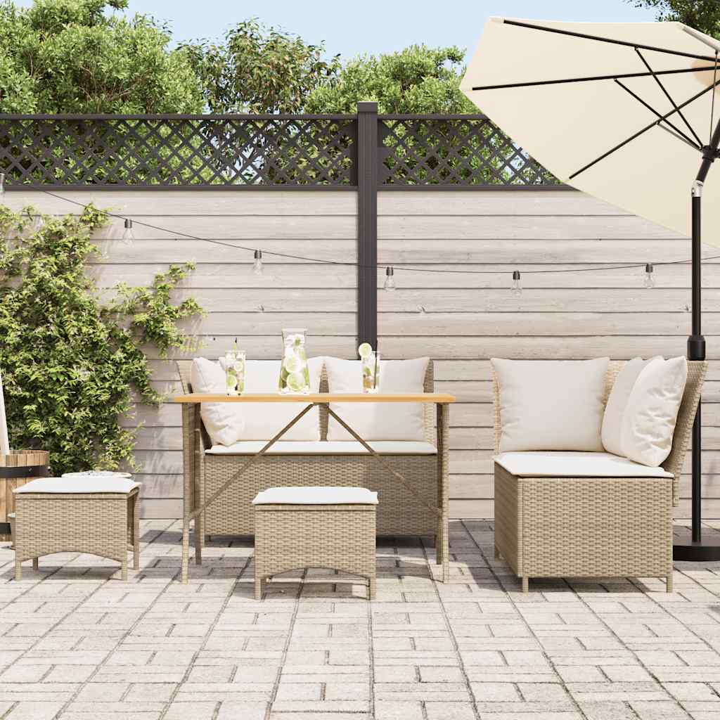 Salon de jardin avec coussins 5 pcs beige résine tressée - XIOS