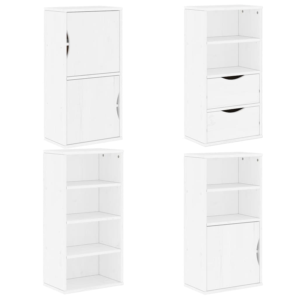 Armoires latérales 4 pcs ODDA blanc 40x24x79 cm bois massif pin