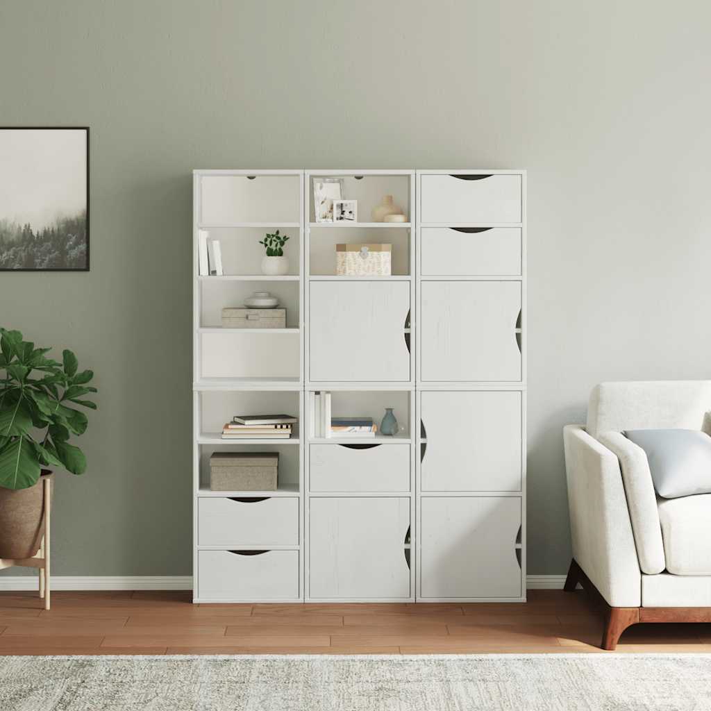 Armoires latérales 6 pcs ODDA blanc 40x24x79 cm bois massif pin - XIOS