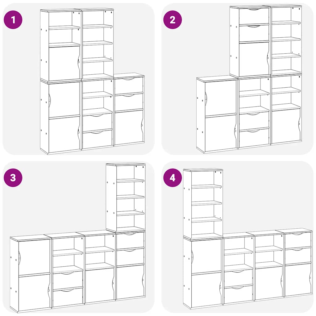Armoires latérales 5 pcs ODDA 40x24x79 cm bois massif pin - XIOS