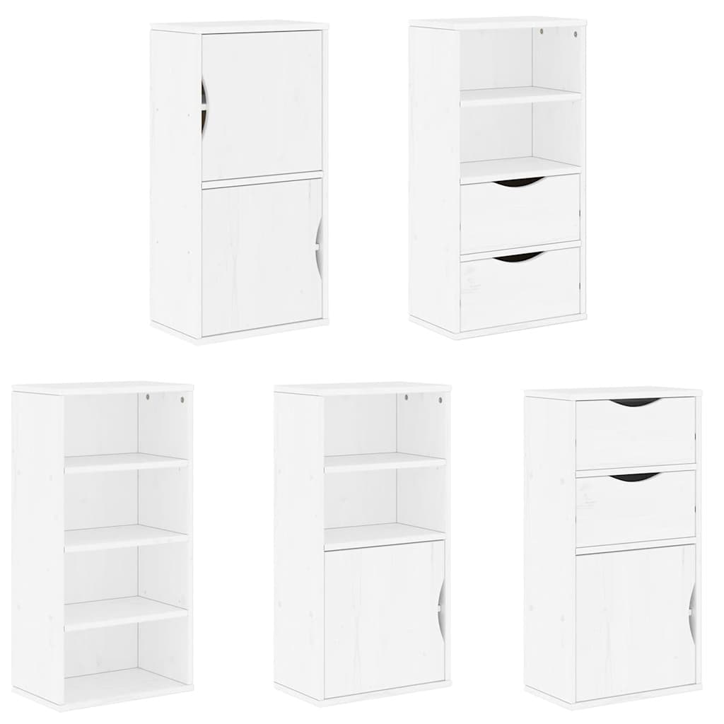 Armoires latérales 5 pcs ODDA blanc 40x24x79 cm bois massif pin