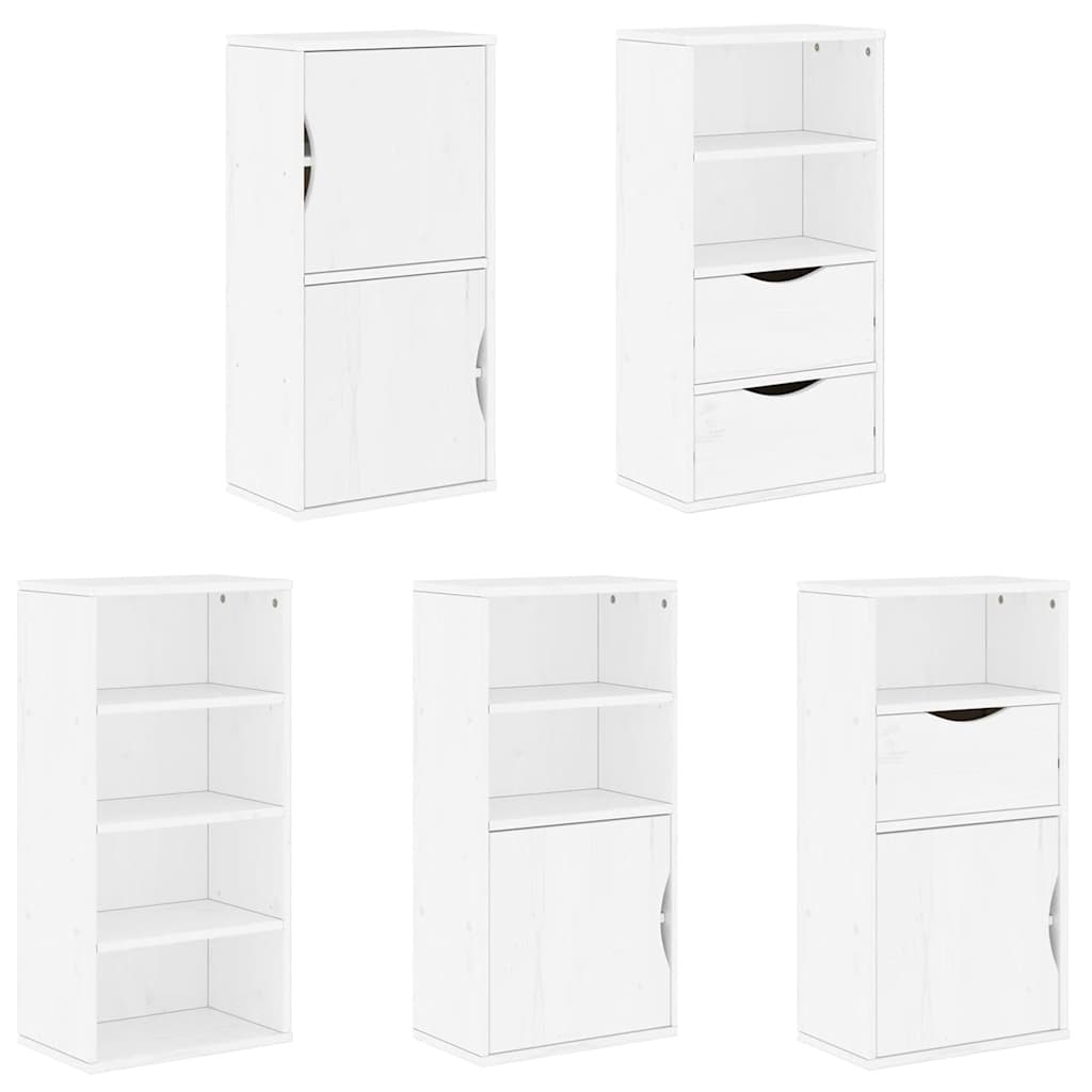 Armoires latérales 5 pcs ODDA blanc 40x24x79 cm bois massif pin