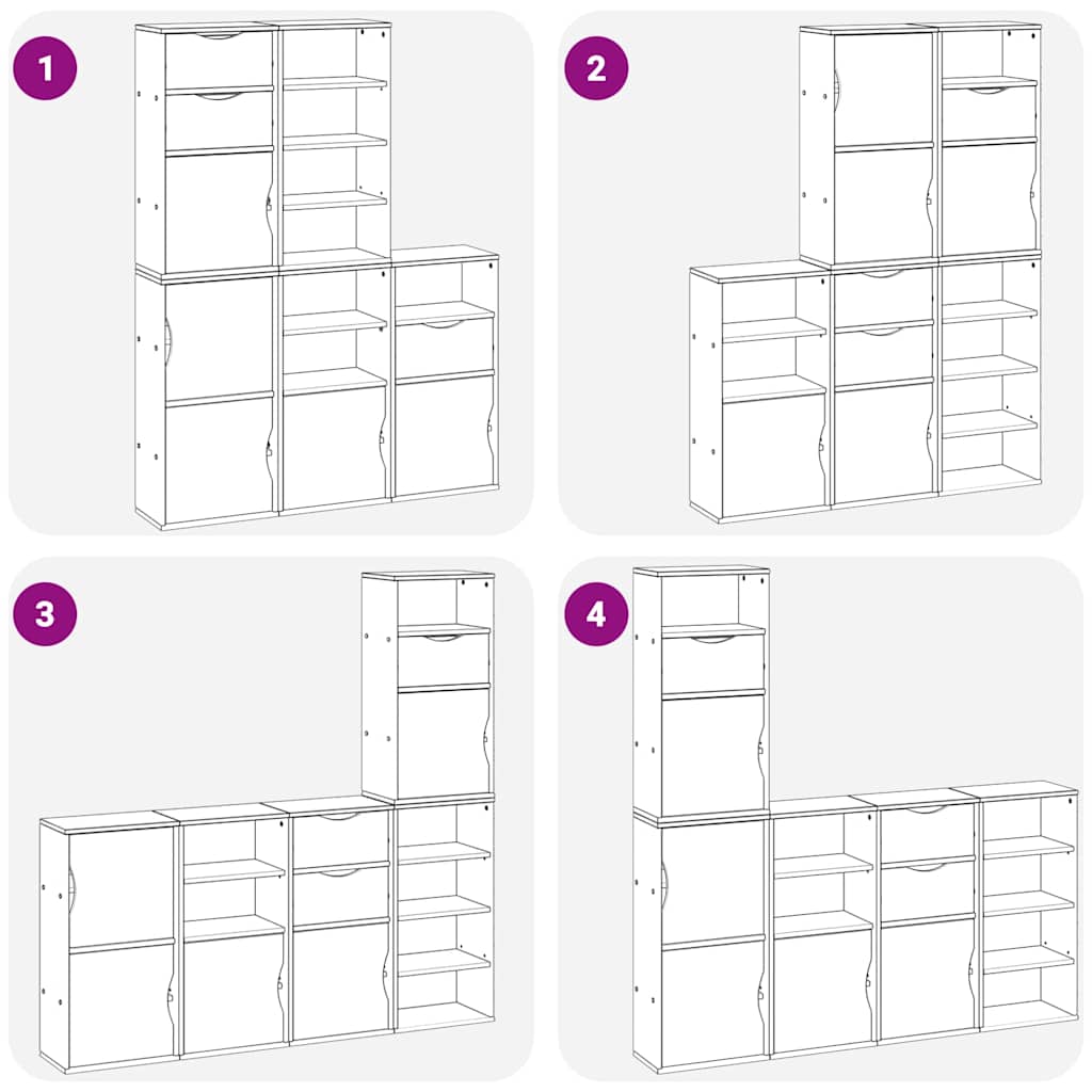 Armoires latérales 5 pcs ODDA 40x24x79 cm bois massif pin