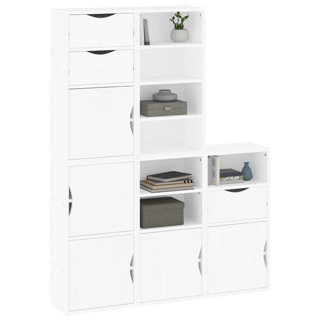 Armoires latérales 5 pcs ODDA blanc 40x24x79 cm bois massif pin - XIOS