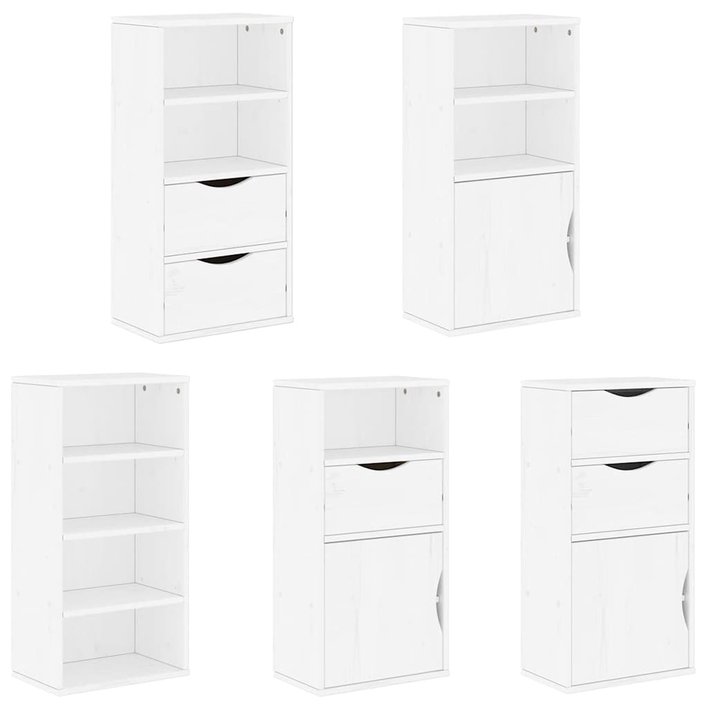 Armoires latérales 5 pcs ODDA blanc 40x24x79 cm bois massif pin