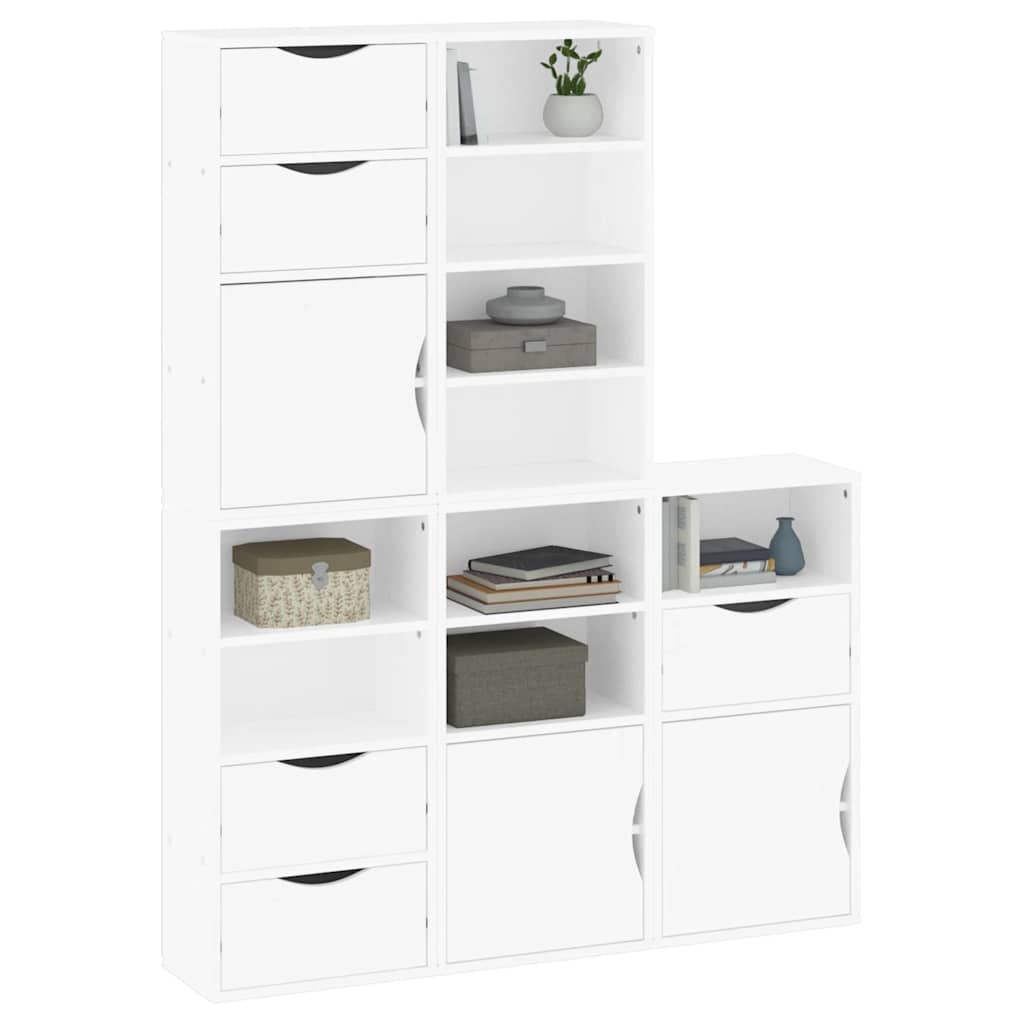Armoires latérales 5 pcs ODDA blanc 40x24x79 cm bois massif pin - XIOS