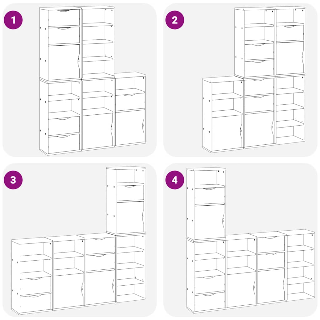 Armoires latérales 5 pcs ODDA blanc 40x24x79 cm bois massif pin - XIOS