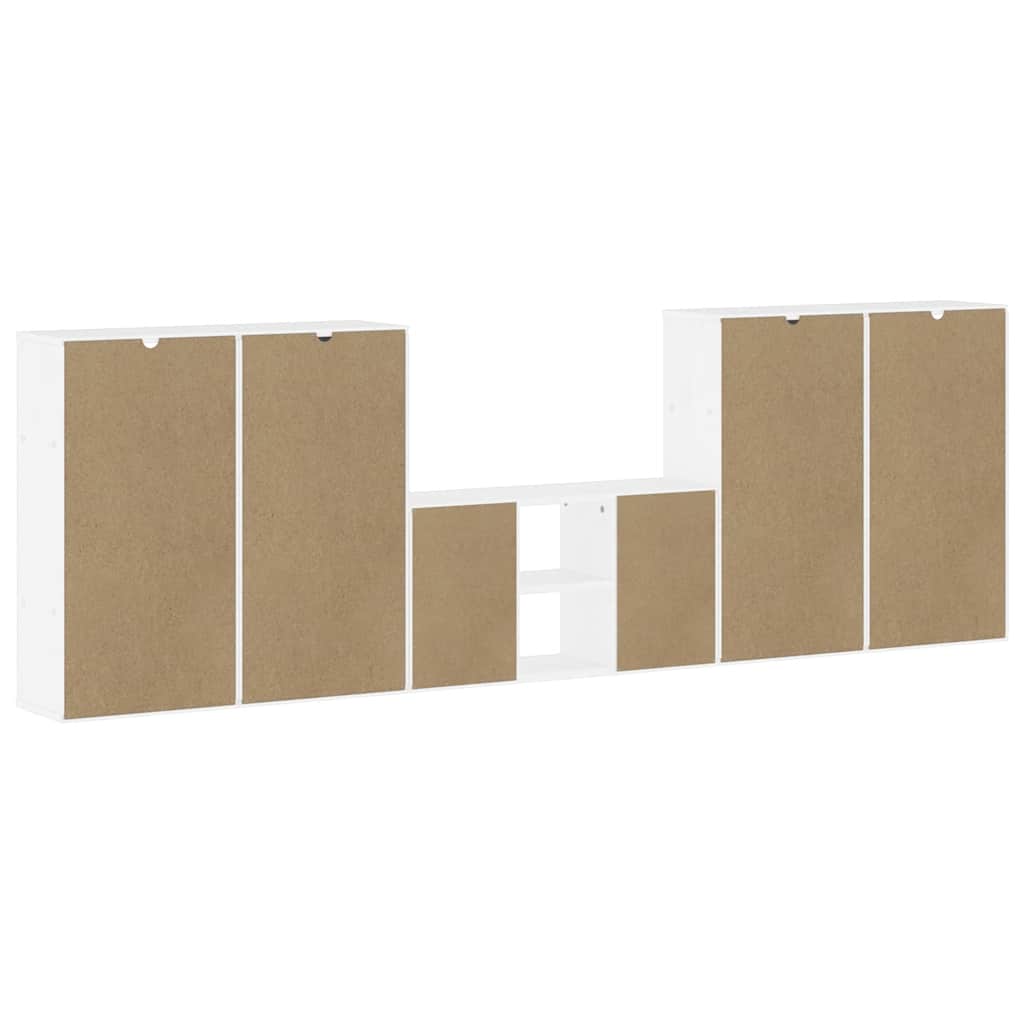 Meubles TV 5 pcs avec rangement ODDA blanc bois de pin massif