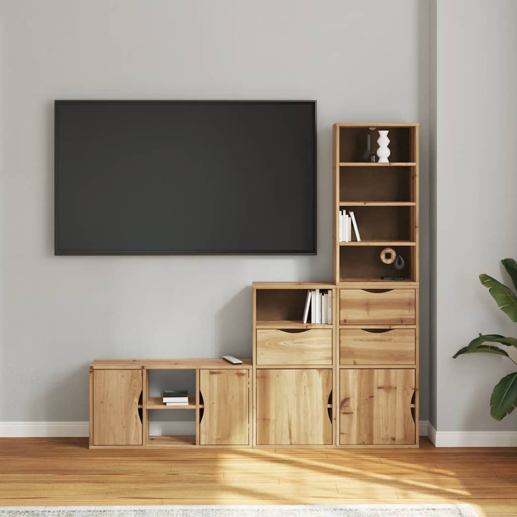 Meubles TV 4 pcs avec rangement ODDA bois de pin massif