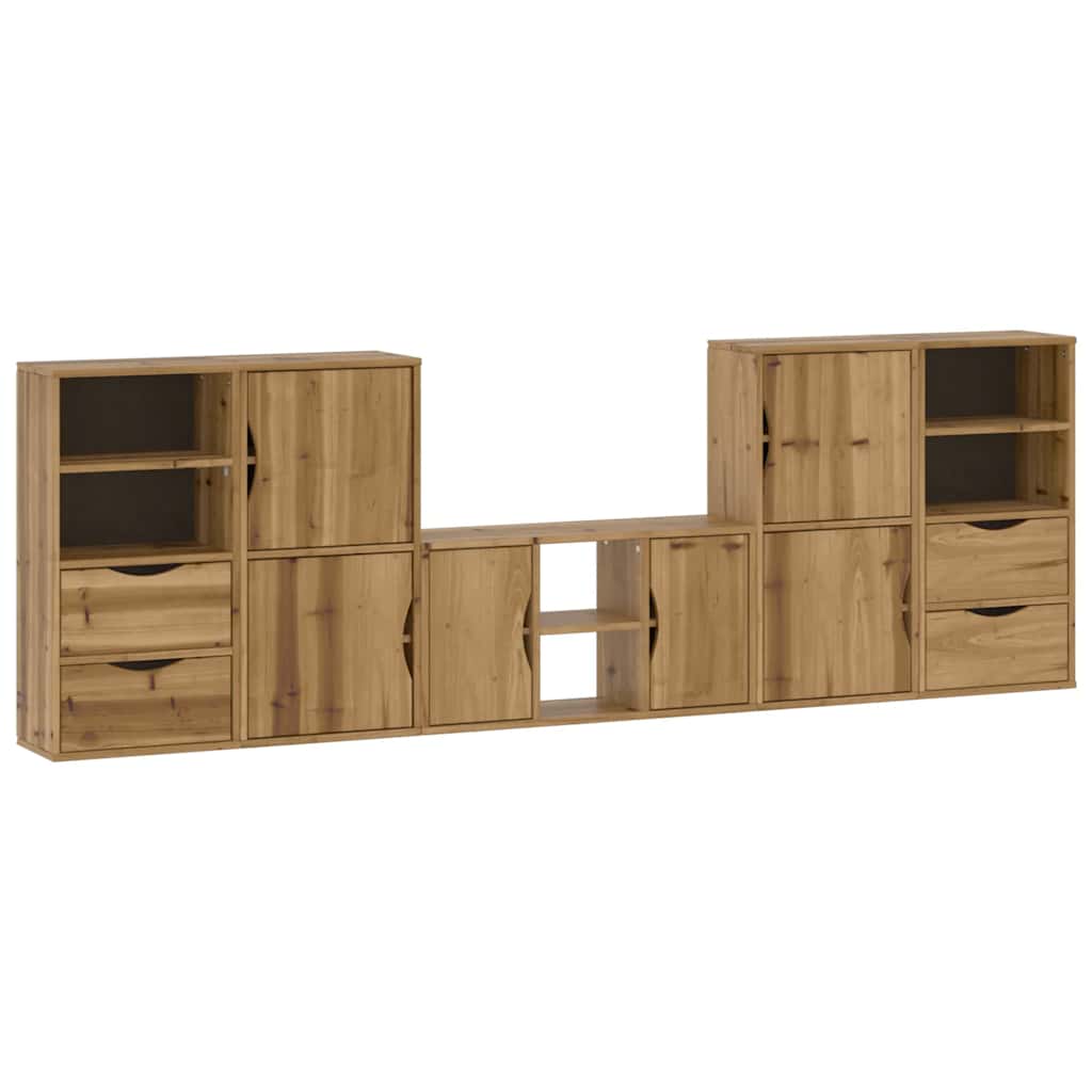 Meubles TV 5 pcs avec rangement ODDA bois de pin massif - XIOS