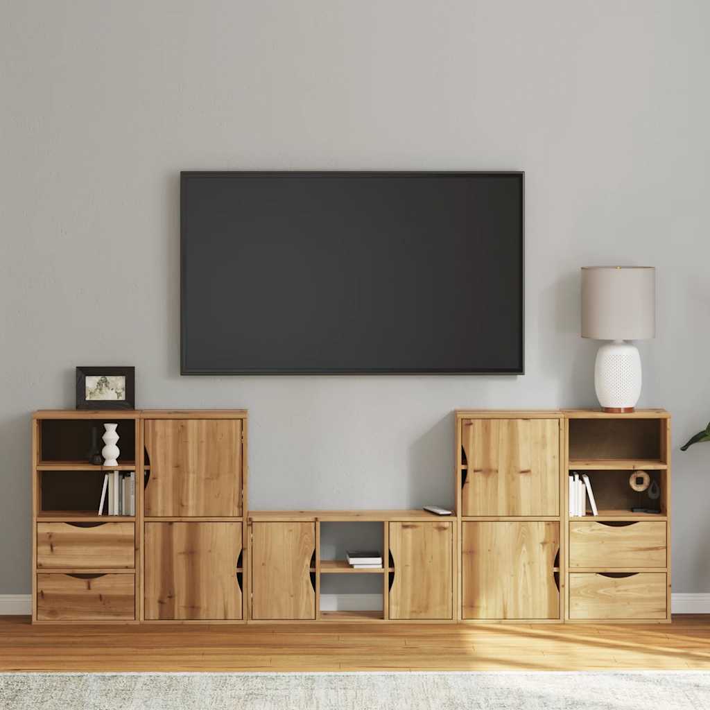 Meubles TV 5 pcs avec rangement ODDA bois de pin massif - XIOS Store SNC