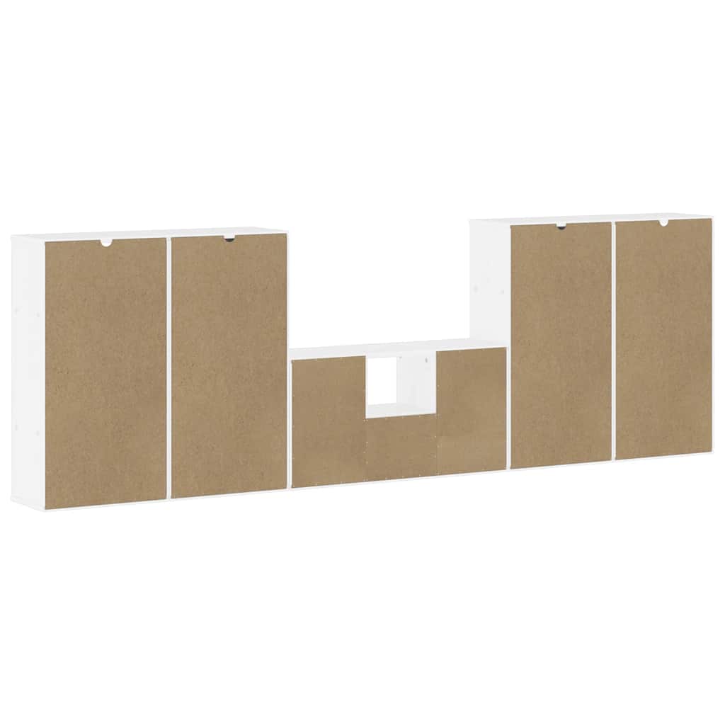 Meubles TV 5 pcs avec rangement ODDA blanc bois de pin massif - XIOS
