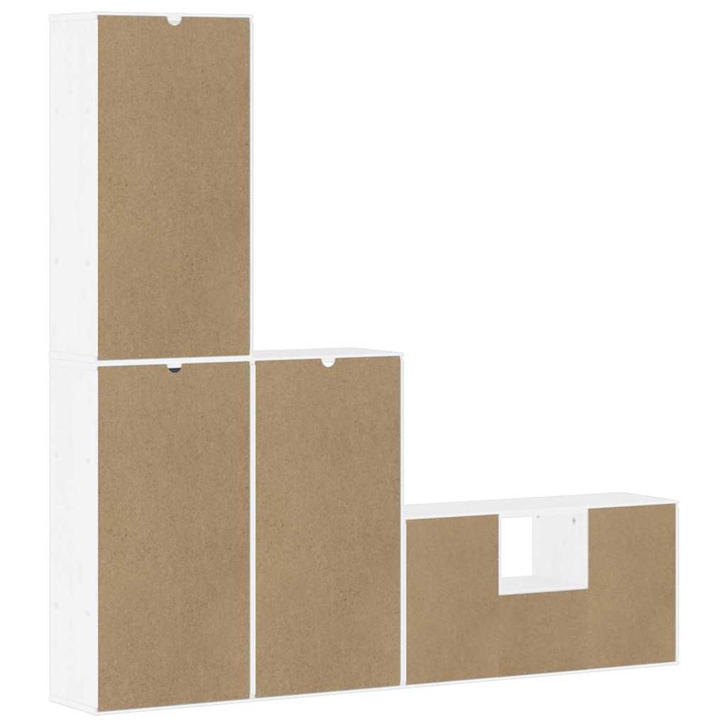 Meubles TV 4 pcs avec rangement ODDA blanc bois de pin massif