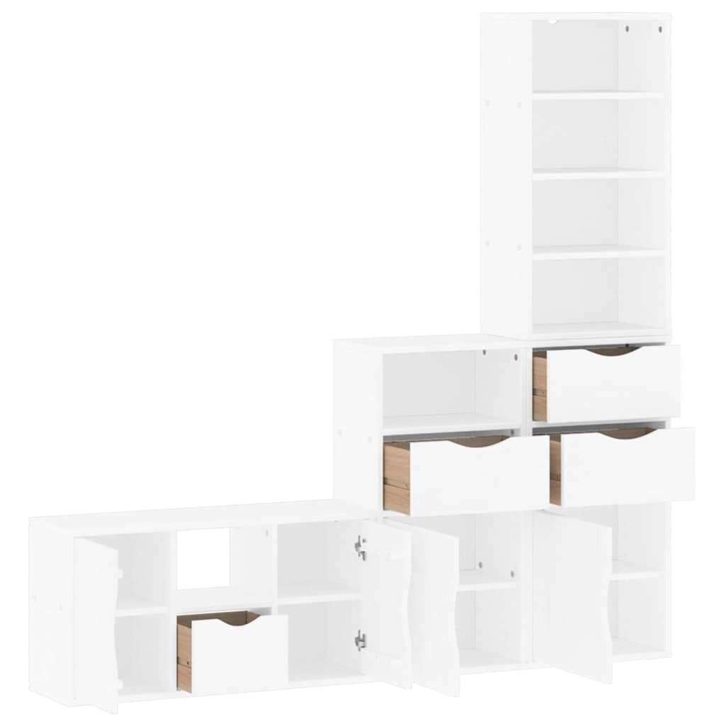 Meubles TV 4 pcs avec rangement ODDA blanc bois de pin massif
