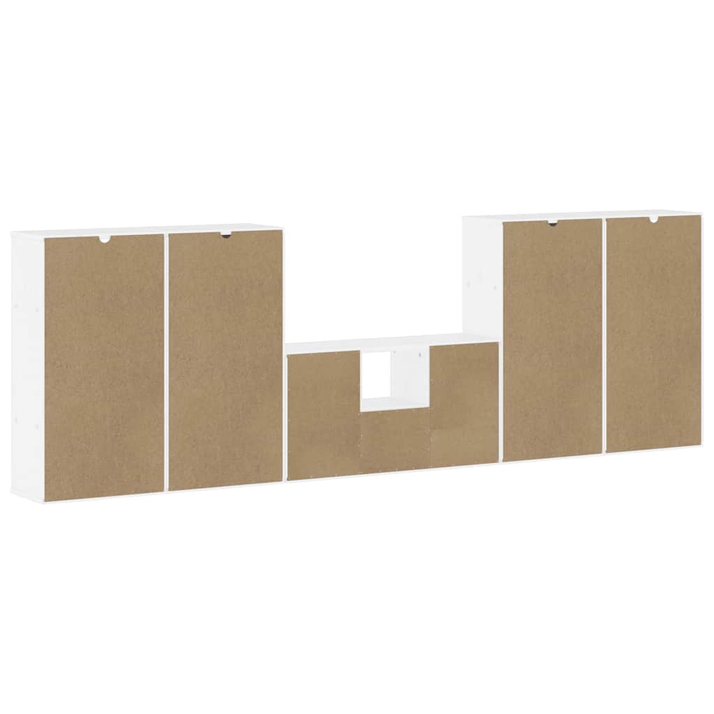 Meubles TV 5 pcs avec rangement ODDA blanc bois de pin massif