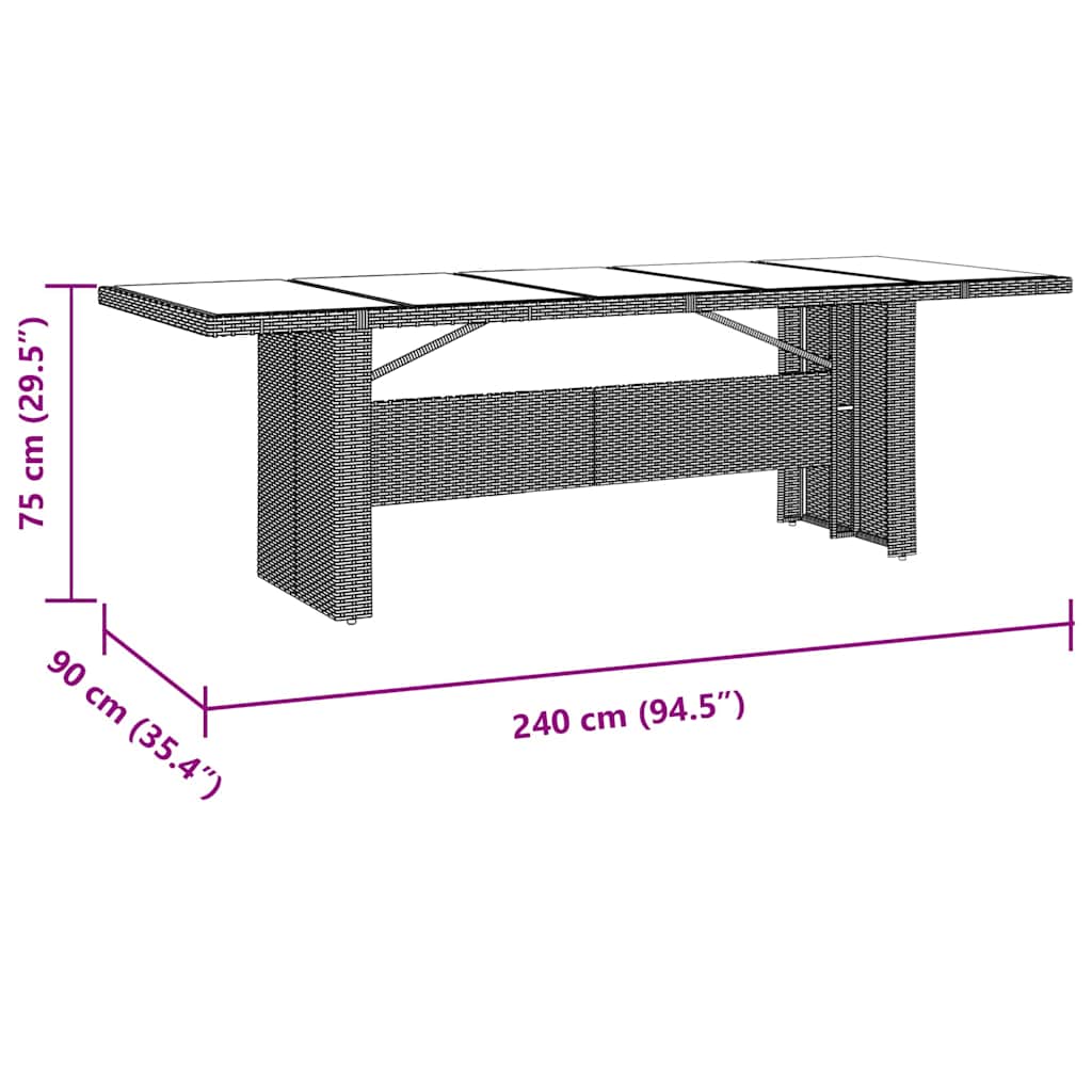 Ensemble de salle à manger pour jardin 9 pcs Beige polyrotin