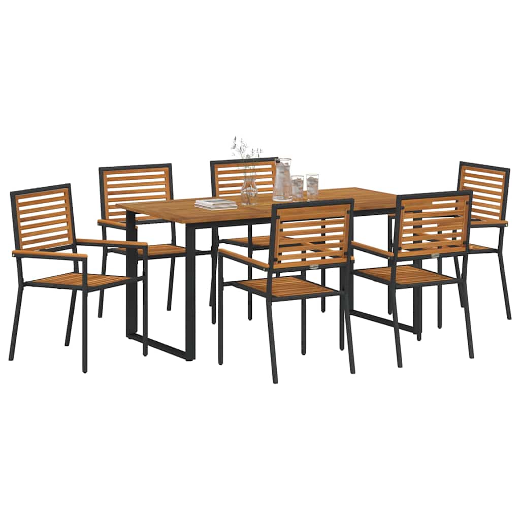 Ensemble de salle à manger pour jardin 7 pcs Noir - XIOS