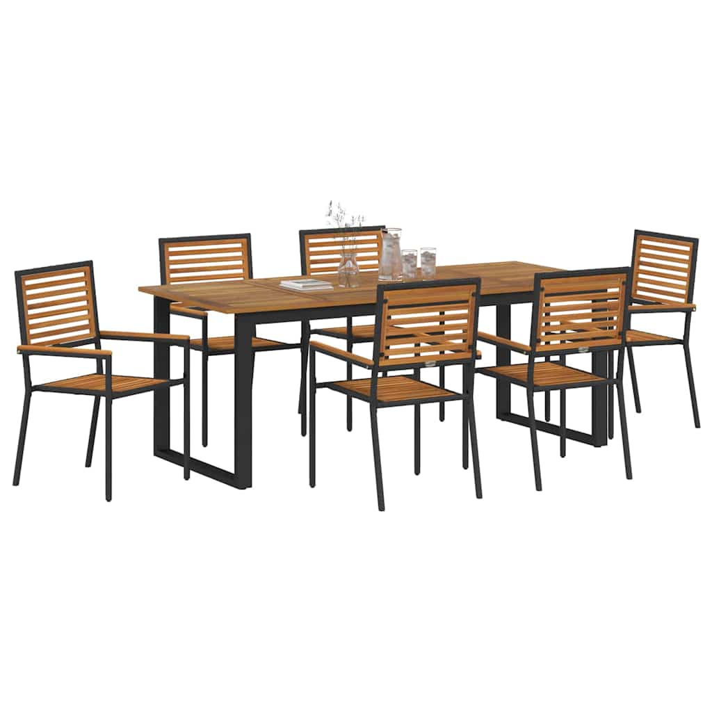 Ensemble de salle à manger pour jardin 7 pcs Noir - XIOS