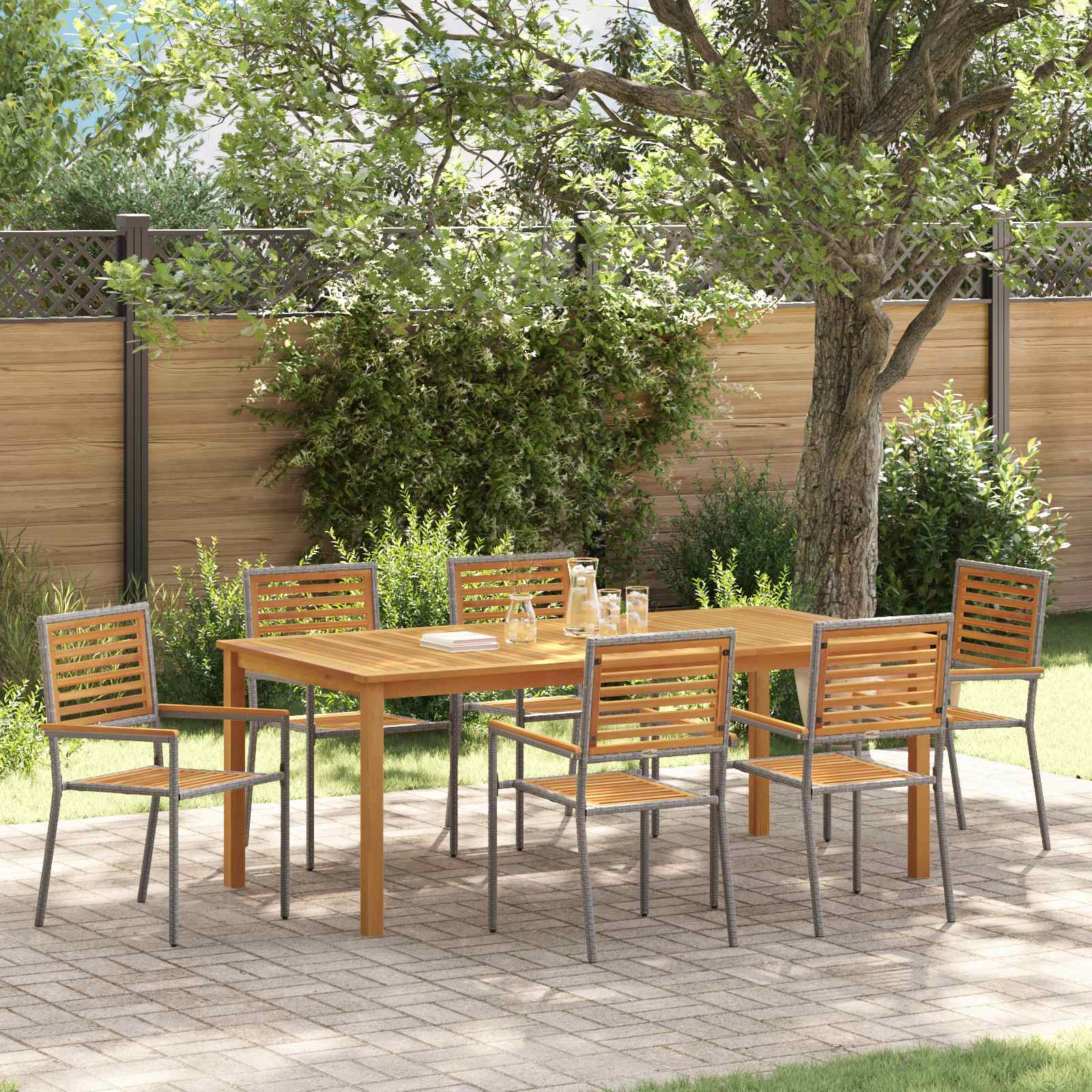 Ensemble de salle à manger pour jardin 7 pcs Gris - XIOS