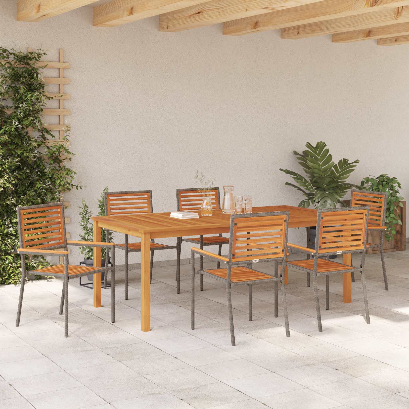 Ensemble de salle à manger pour jardin 7 pcs Gris - XIOS