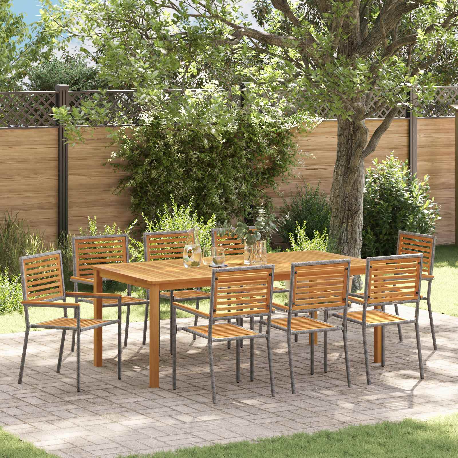 Ensemble de salle à manger pour jardin 9 pcs Gris - XIOS