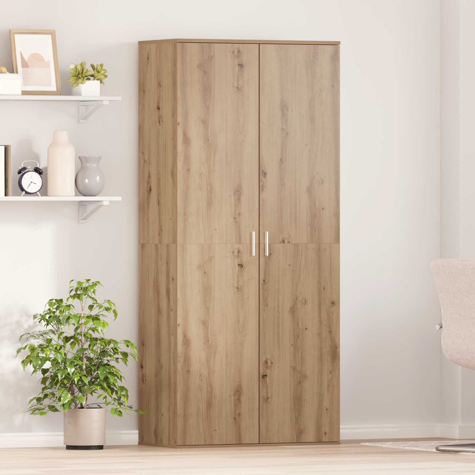 Haut Armoire 80 x 39 x 178 cm Bois d'ingénierie Chêne artisanal - XIOS