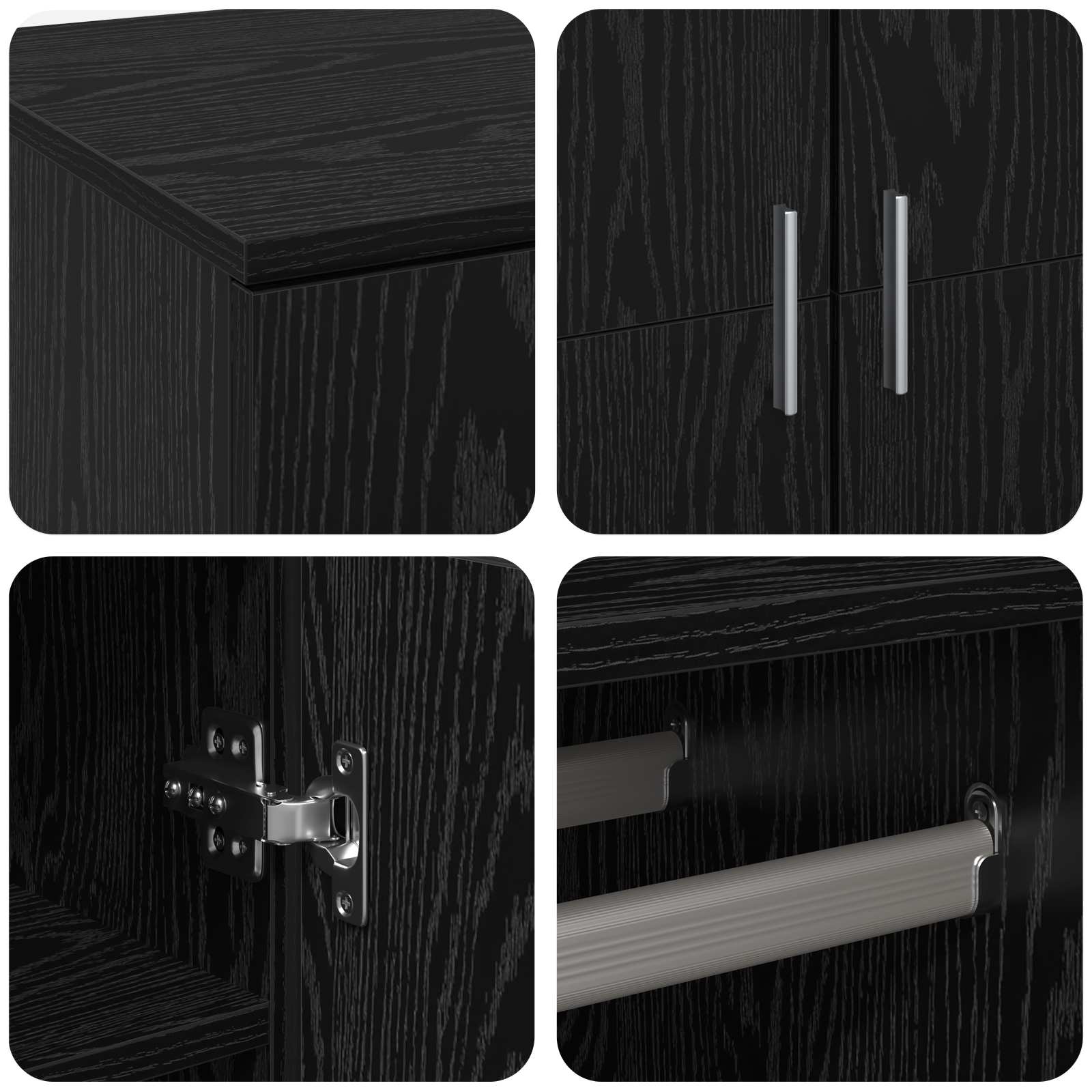 Haut Armoire 80 x 39 x 178 cm Bois d'ingénierie Chêne noir - XIOS