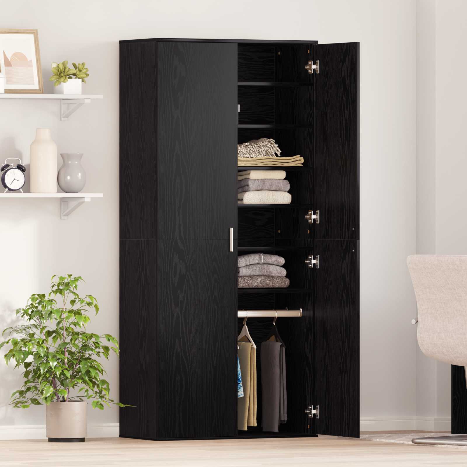 Haut Armoire 80 x 39 x 178 cm Bois d'ingénierie Chêne noir - XIOS