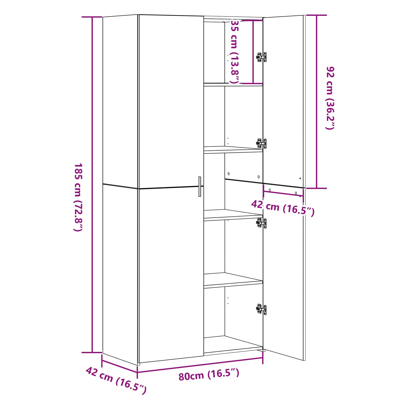Haut Armoire 2 pcs Chêne noir 80 x 42 x 185 cm - XIOS