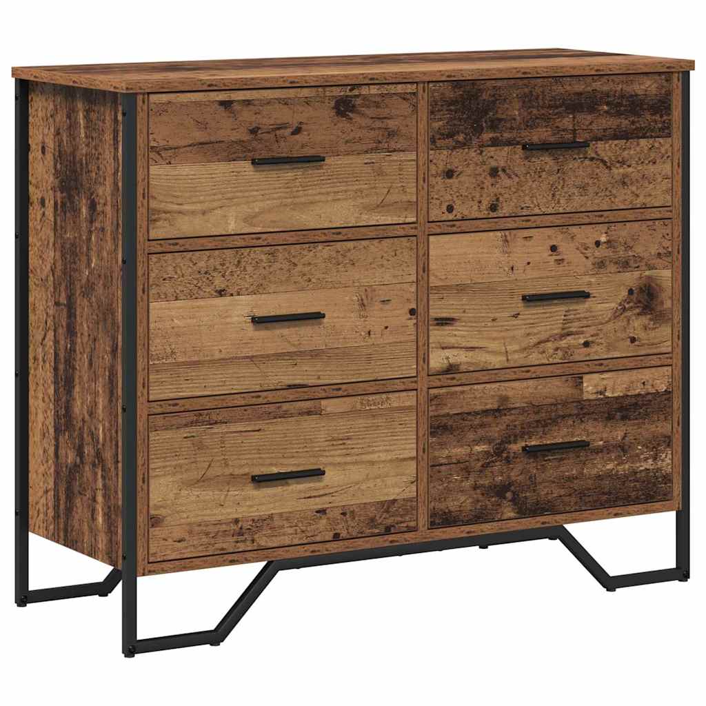 Commode 6-Tiroir Bois ancien 91 x 35,5 x 74,5 cm