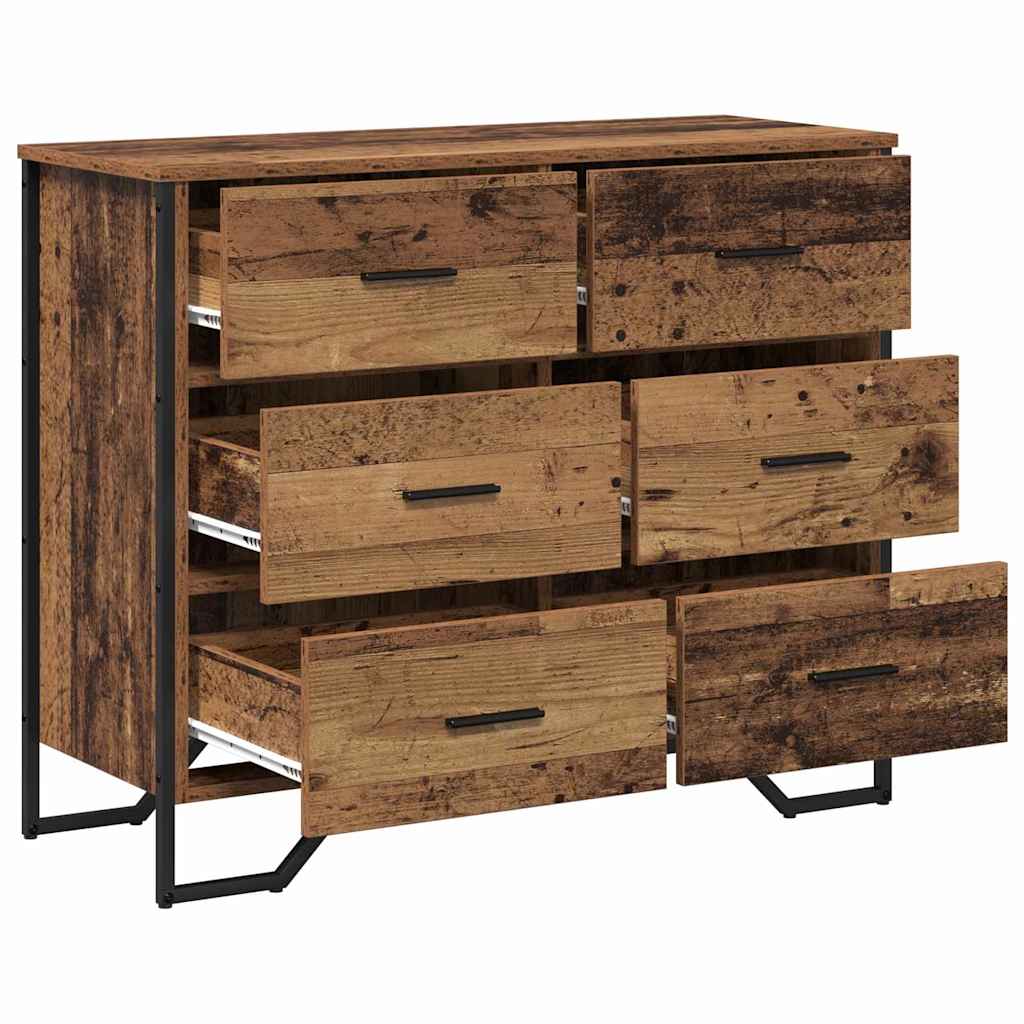 Commode 6-Tiroir Bois ancien 91 x 35,5 x 74,5 cm