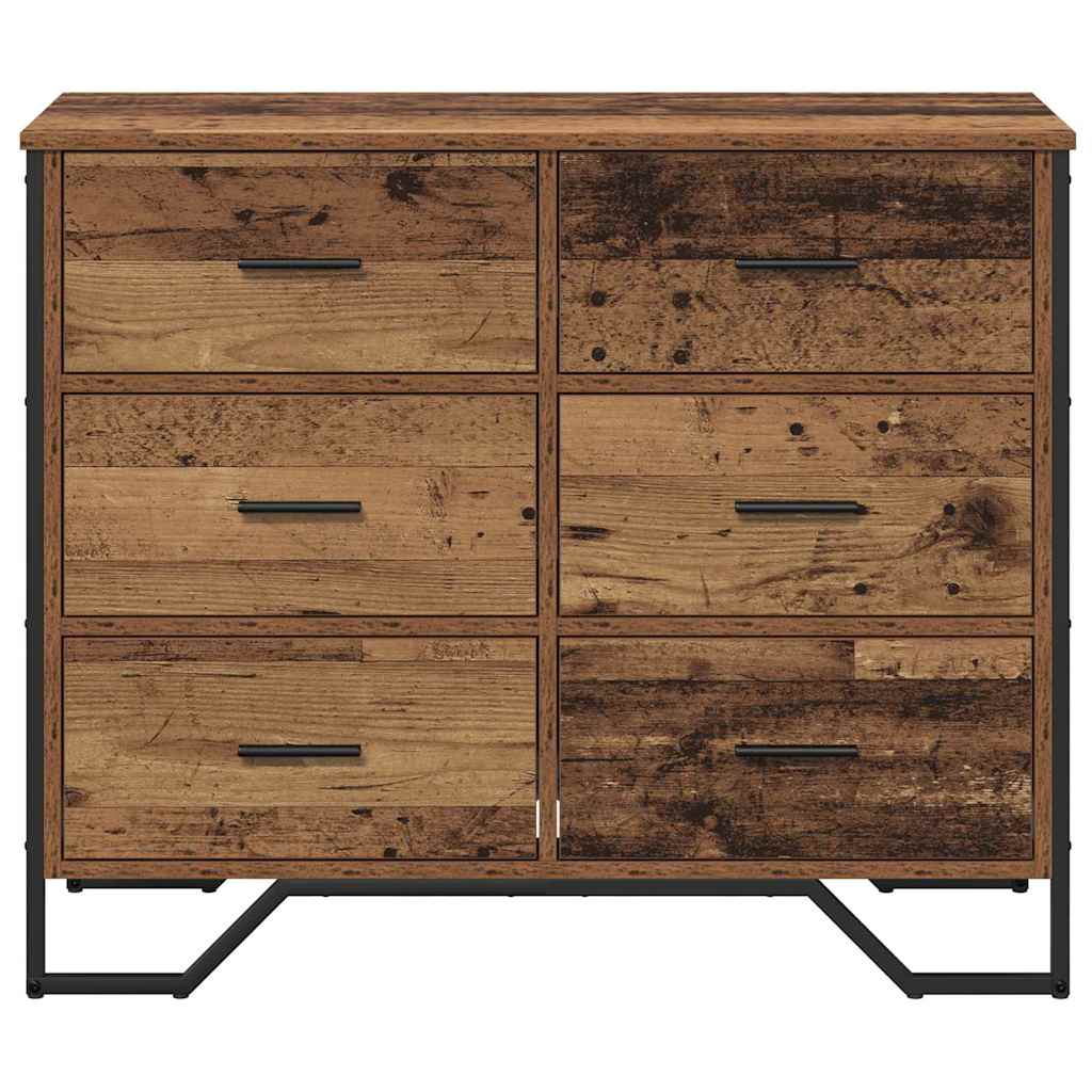 Commode 6-Tiroir Bois ancien 91 x 35,5 x 74,5 cm