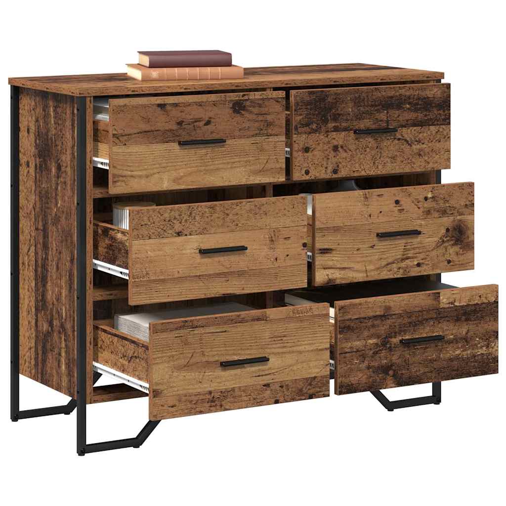 Commode 6-Tiroir Bois ancien 91 x 35,5 x 74,5 cm