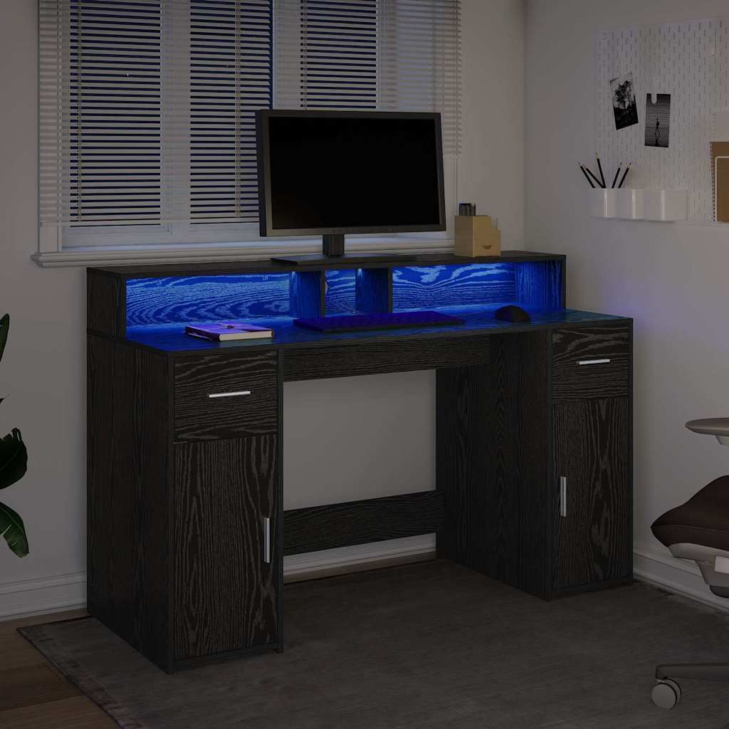 Bureau avec porte Chêne noir 140 x 55 x 91 cm Bois d'ingénierie - XIOS