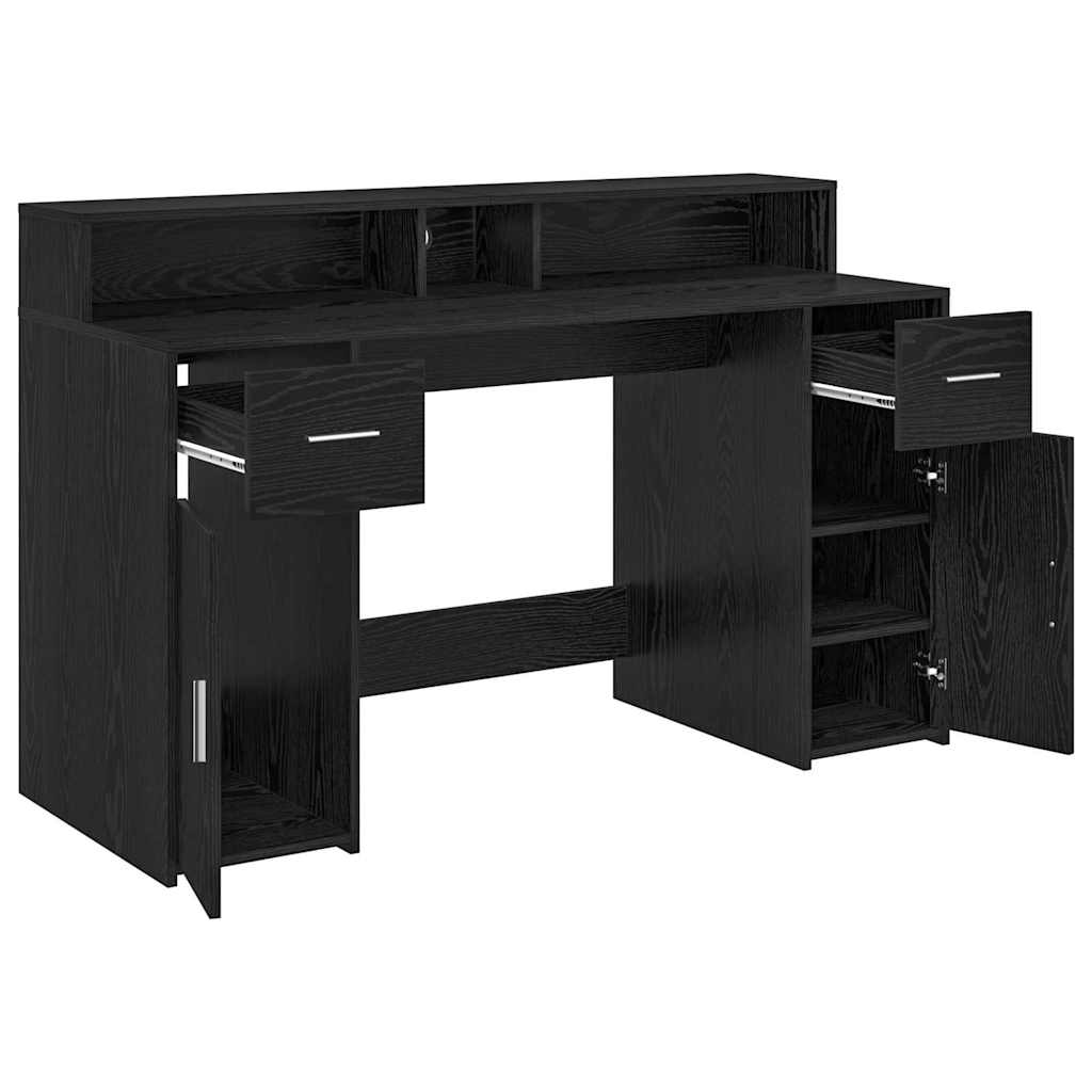 Bureau avec porte Chêne noir 140 x 55 x 91 cm Bois d'ingénierie - XIOS