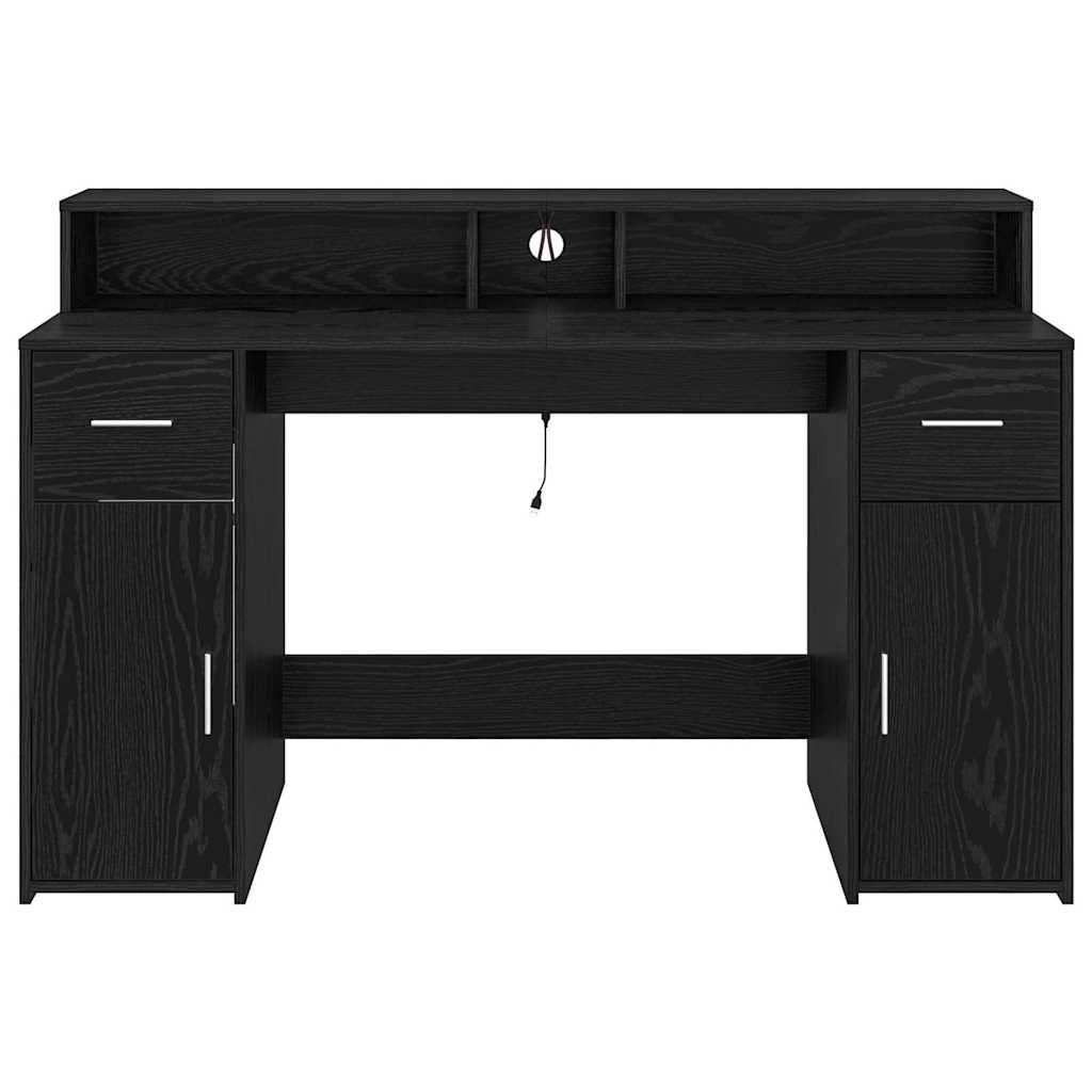 Bureau avec porte Chêne noir 140 x 55 x 91 cm Bois d'ingénierie