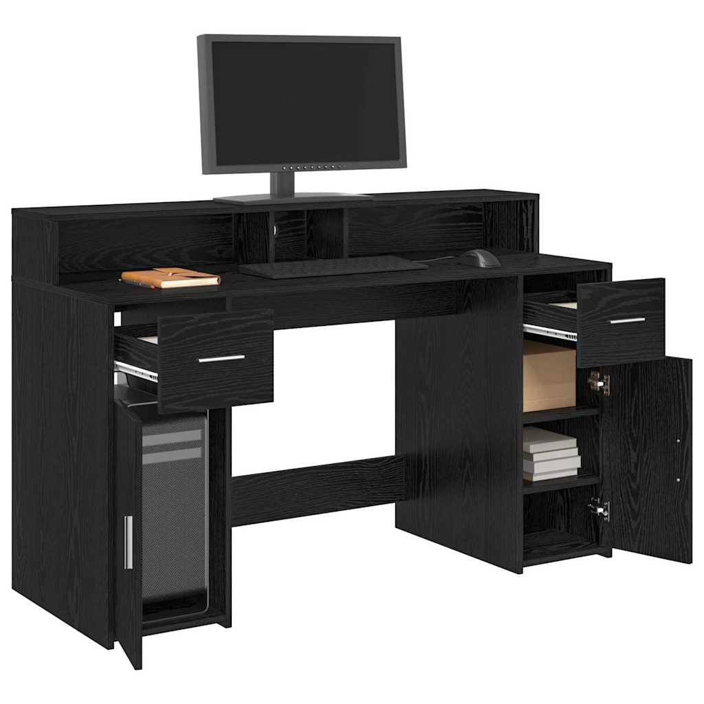 Bureau avec porte Chêne noir 140 x 55 x 91 cm Bois d'ingénierie - XIOS