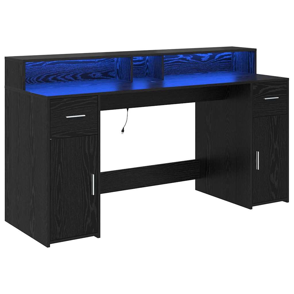 Bureau avec porte Chêne noir 160 x 55 x 91 cm Bois d'ingénierie