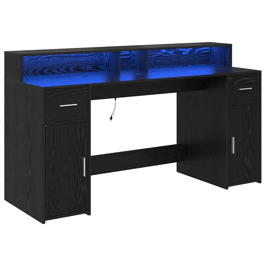 Bureau avec porte Chêne noir 160 x 55 x 91 cm Bois d’ingénierie - XIOS