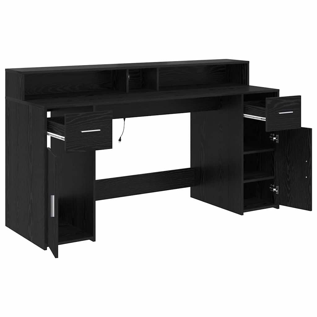 Bureau avec porte Chêne noir 160 x 55 x 91 cm Bois d'ingénierie - XIOS