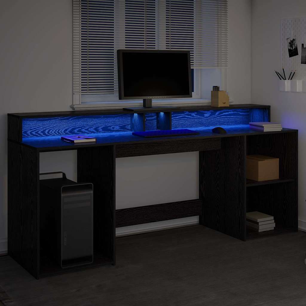 Bureau avec porte Chêne noir 200 x 55 x 91 cm Bois d'ingénierie - XIOS