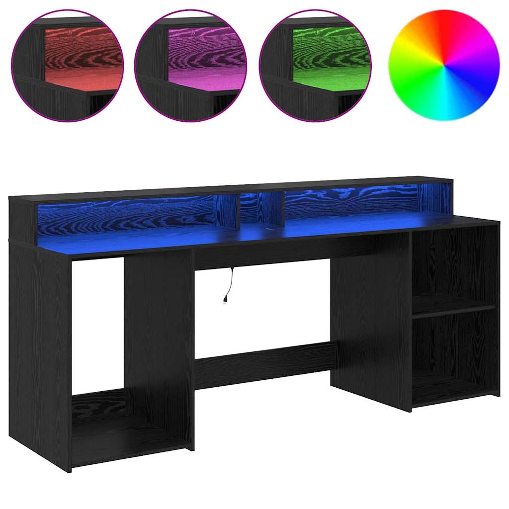 Bureau avec porte Chêne noir 200 x 55 x 91 cm Bois d'ingénierie - XIOS