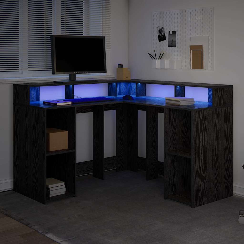 Bureau Chêne noir Bois d'ingénierie 130 x 130 x 91 cm