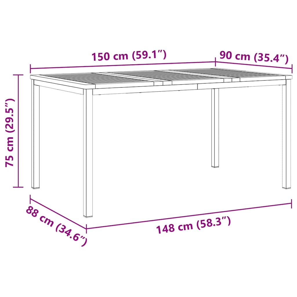 Ensemble de salle à manger pour jardin 5 pcs